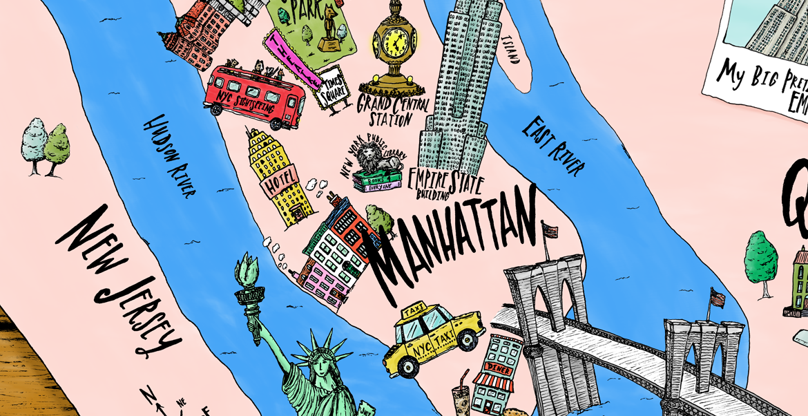 Fitz's NYC travel map from his big New York City adventure!